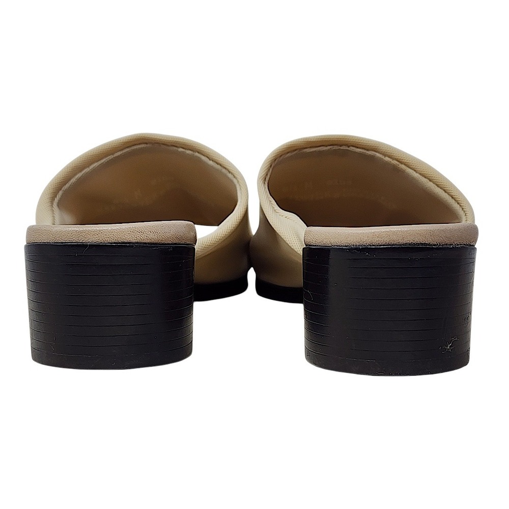 Munro Slide Sandals 8.5 M Wom Beige Mesh Open Toe Block Heel Mule Shoes Minimal - Picture 5 of 13